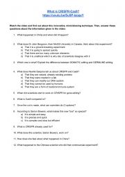 English Worksheet: GENETICS and CRISPR-Cas9