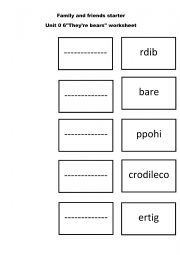 English Worksheet: family and friends starter reorder animals vocabulary 