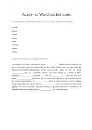 English Worksheet: Academic Word List Exercises for IELTS Prep [1]