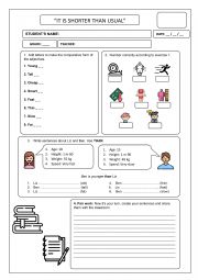 English Worksheet: It is shorter than usual