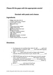 English Worksheet: Goulash recipe