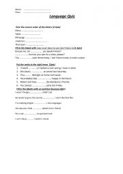 English Worksheet: quiz for common core