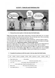 English Worksheet: FAMILY AND PERSONALITY
