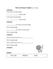 English Worksheet: The lion sleeps tonight