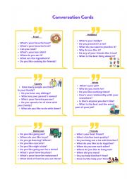 Conversation cards for elementary students