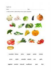 Primary school test - vegetables - ESL worksheet by naxval