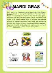 English Worksheet: Mardi Gras worksheet