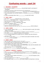 English Worksheet: Confusing words - part 34