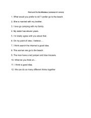 English Worksheet: find and fix the mistakes