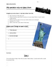 English Worksheet: New York travel day