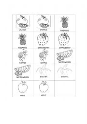 English Worksheet: FRUIT MEMORY GAME