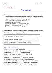 English Worksheet: Progress check 3rd term 2nd form