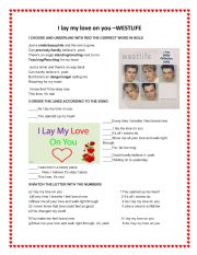 English Worksheet: I lay my love on you-WESTLIFE