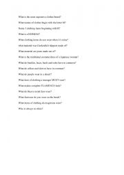 English Worksheet: Clothes quiz