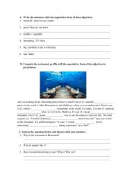 English Worksheet: SUPERLATIVE EXERCISE