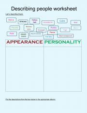 English Worksheet: Describing people