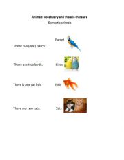 English Worksheet: Domestic animals there is and there are