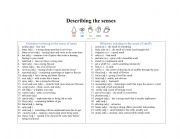 English Worksheet: Vocabulary Used to Describe the Five Senses