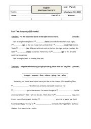Mid-term test3 (9th grade): Language part
