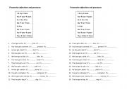 English Worksheet: Possessive Adjectives and Pronouns