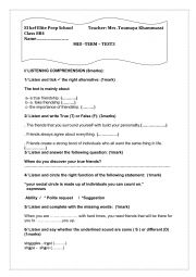 English Worksheet: Mid - term test 3 8th form