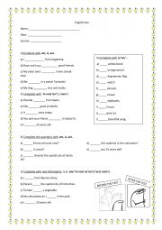 English Worksheet: Test TO BE. Indefinite article A/ An