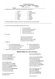 English Worksheet: Music - Seven Years / simple Past