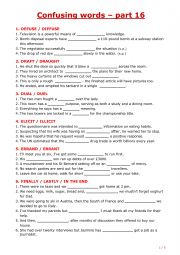 English Worksheet: Confusing words - part 16