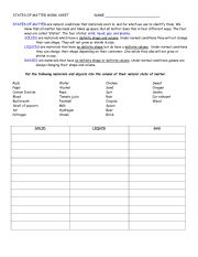 English Worksheet: States of Matter