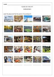 English Worksheet: PLACES IN THE CITY WORDSEARCH
