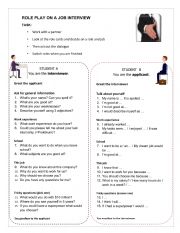 English Worksheet: role play �job interview�