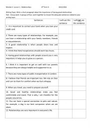 8th Form Tunisian Pupils Module 5: Lesson 1: Relationships (Writing) 