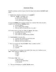 English Worksheet: American Slang