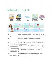 English Worksheet: School Subjects