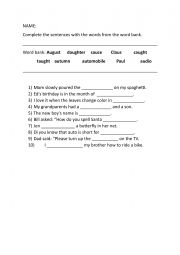 Au phonics worksheet 