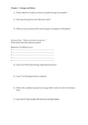 English Worksheet: A christmas Carol chapter 1 + correction