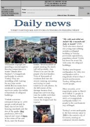 English Worksheet: natural disasters test
