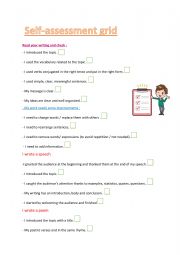 English Worksheet: Self-assessment grid 
