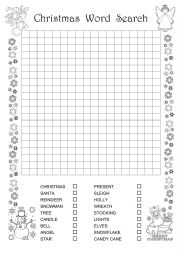 English Worksheet: DIY Christmas word search