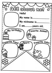 English Worksheet: All about me