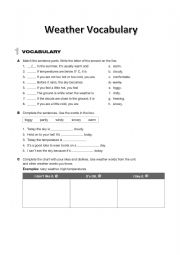 English Worksheet: Weather Vocabulary