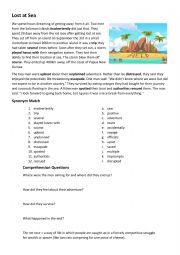 Lost at Sea Comprehension Text Worksheet