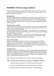 English Worksheet: Reading - Climate Change