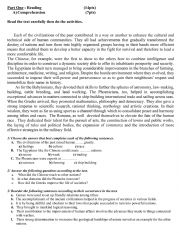 English Worksheet: Ancient civilization exam 
