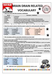 English Worksheet: BRAIN DRAIN RELATED VOCABULARY