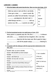 Mid term test 7th language