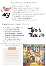 English Worksheet: there is / there are, some and any