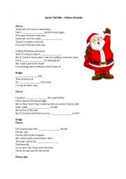 English Worksheet: Santa Tell Me by Ariana Grande - Gap filling exercise
