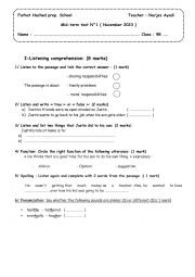 English Worksheet: mid term test N1 for 9th form pupils