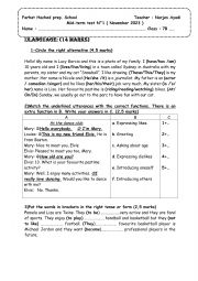 English Worksheet: Mid term test N1 for 7 th form pupils